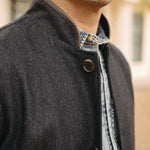 Darzi Merino Wool Car Coat - Dark Navy