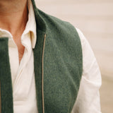 Darzi Zipped Gilet - Green Loden Wool