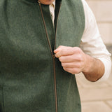 Darzi Zipped Gilet - Green Loden Wool