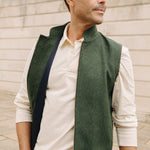 Darzi Zipped Gilet - Green Loden Wool