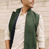 Darzi Zipped Gilet - Green Loden Wool