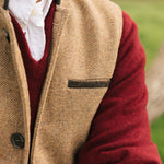Men's Shetland Wool Darzi gilet in Camel Brown
