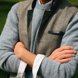Darzi Sheltand Wool Gilet - Smoke Blue