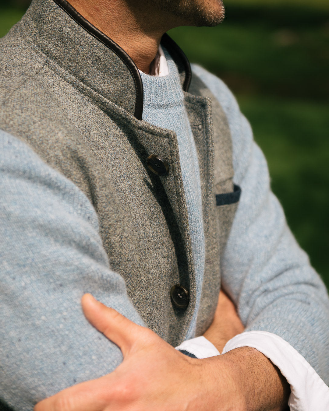 Darzi Sheltand Wool Gilet - Smoke Blue