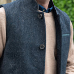 Darzi Shetland Wool Gilet - Dark Blue