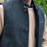 Darzi Shetland Wool Gilet - Dark Blue