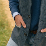 Darzi Shetland Ocean Blue gilet - close up