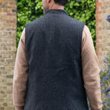 Darzi Shetland Wool Gilet - Dark Blue - Back