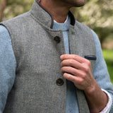 Darzi Shetland Wool Gilet - Smoke Blue