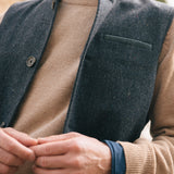 Darzi Shetland Wool Gilet - Dark Blue
