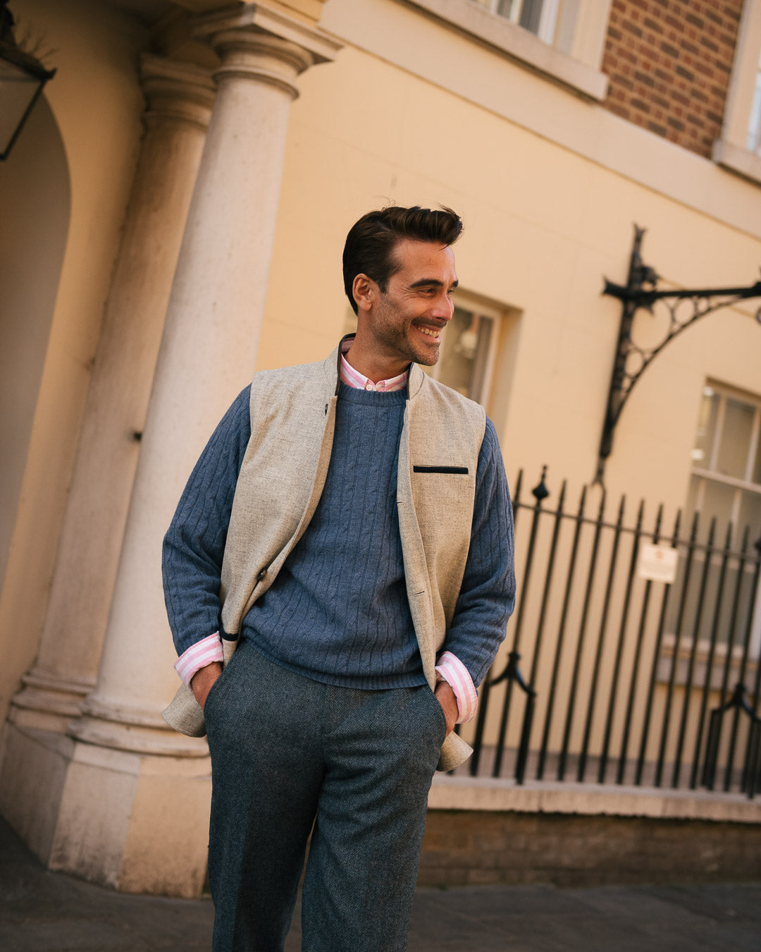 DARZI MERINO WOOL GILET - PEBBLE GREY