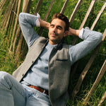 Darzi Sheltand Wool Gilet - Smoke Blue