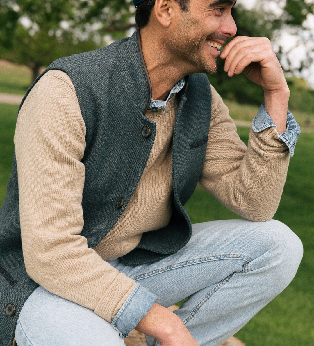 Darzi Shetland Wool Gilet - Deep Teal