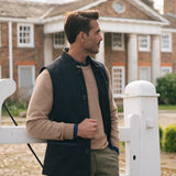 Darzi Shetland Wool Gilet - Dark Blue