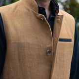 The Alderney Linen Waistcoat - Ochre