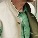 DARZI COMO LINEN WAISTCOAT - LIMESTONE - LINING DETAIL