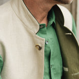 DARZI COMO LINEN WAISTCOAT - LIMESTONE - LINING DETAIL