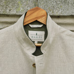 DARZI COMO LINEN WAISTCOAT - LIMESTONE - CLOSE UP DETAIL