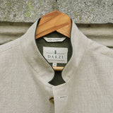 DARZI COMO LINEN WAISTCOAT - LIMESTONE - CLOSE UP DETAIL