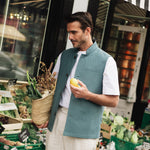 DARZI COMO LINEN WAISTCOAT - SARGASSO BLUE