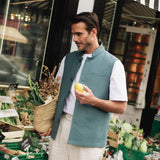 DARZI COMO LINEN WAISTCOAT - SARGASSO BLUE