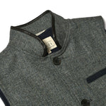 Darzi Sheltand Wool Gilet - Smoke Blue - Close Up