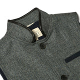 Darzi Sheltand Wool Gilet - Smoke Blue - Close Up