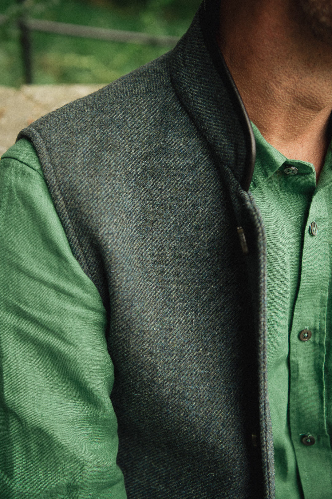 Men's Nehru Tweed Wool Gilet - Lifestyle