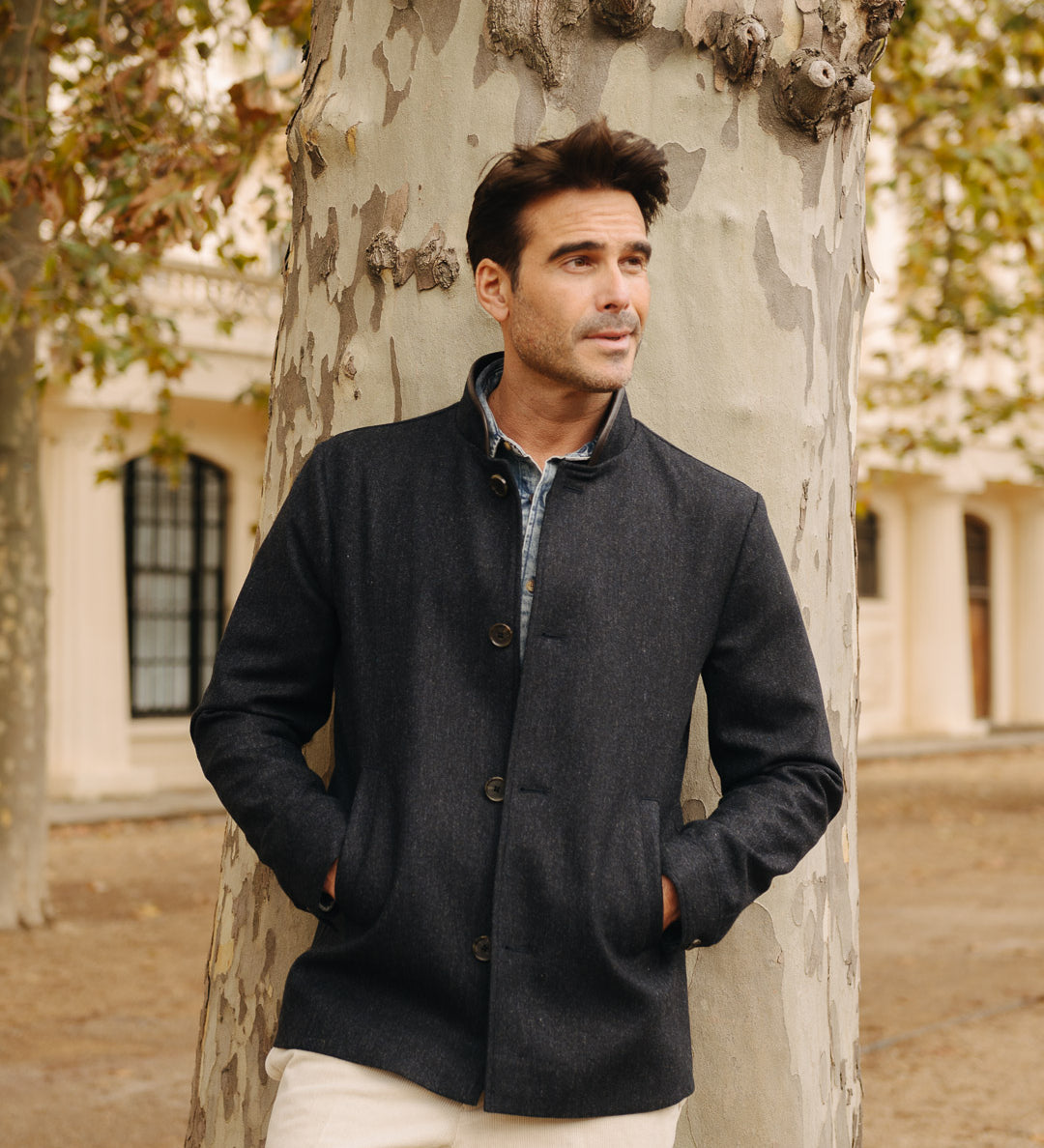 Darzi Merino Wool Car Coat - Dark Navy