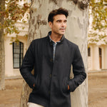 Darzi Merino Wool Car Coat - Dark Navy