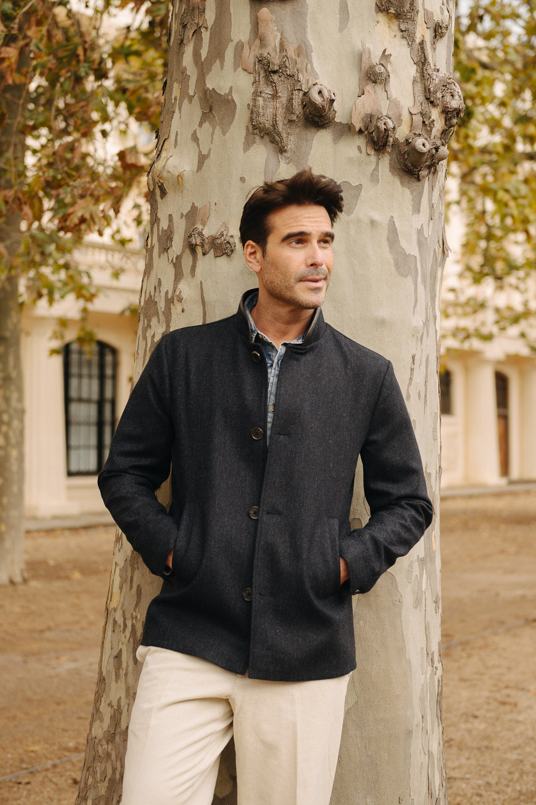 Darzi Merino Wool Car Coat - Dark Navy