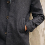 Darzi Merino Wool Car Coat - Dark Navy - Pocket