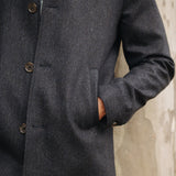 Darzi Merino Wool Car Coat - Dark Navy - Pocket