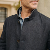 Darzi Merino Wool Car Coat - Dark Navy