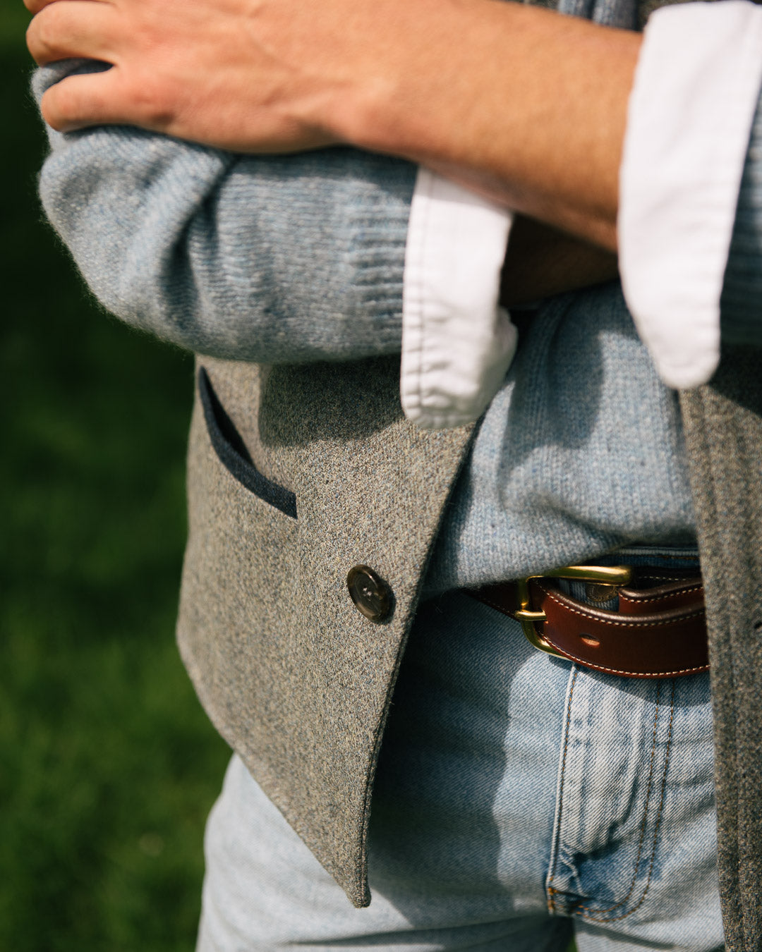 Darzi Sheltand Wool Gilet - Smoke Blue