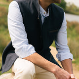 The Alderney Linen Waistcoat - Navy