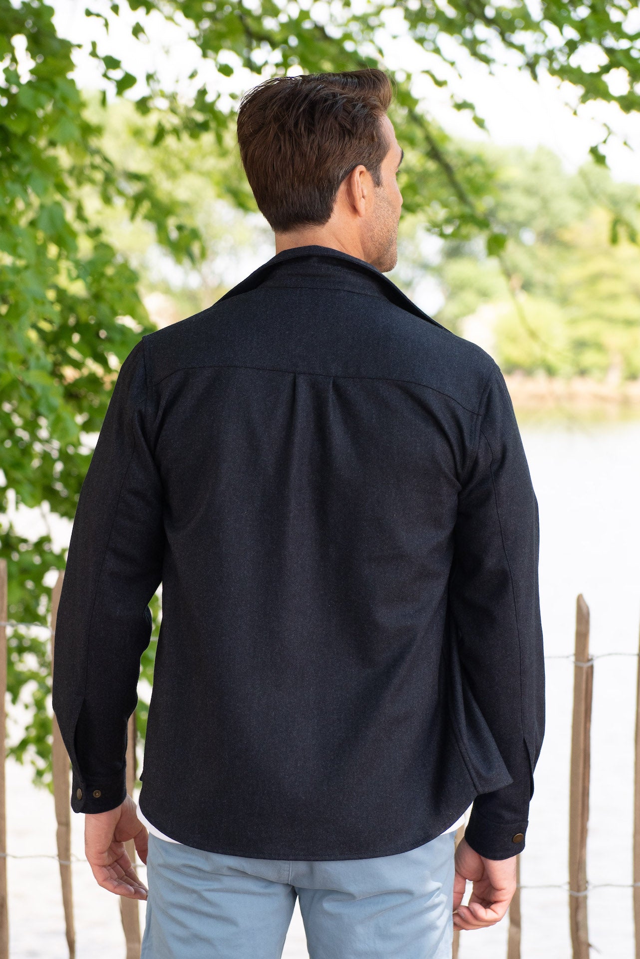 Darzi Wye Overshirt - Navy - Back