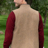 Men's Shetland Wool Darzi gilet in Camel Brown