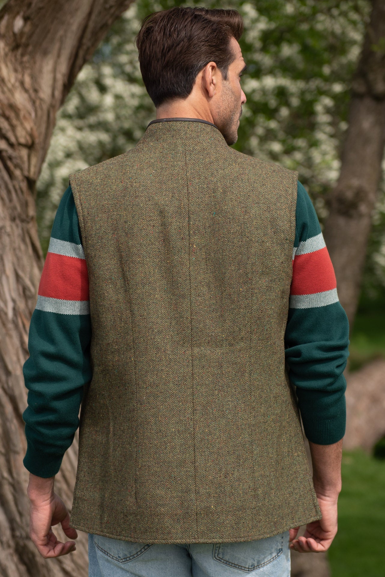 Darzi Shetland Dark Green Gilet - Back