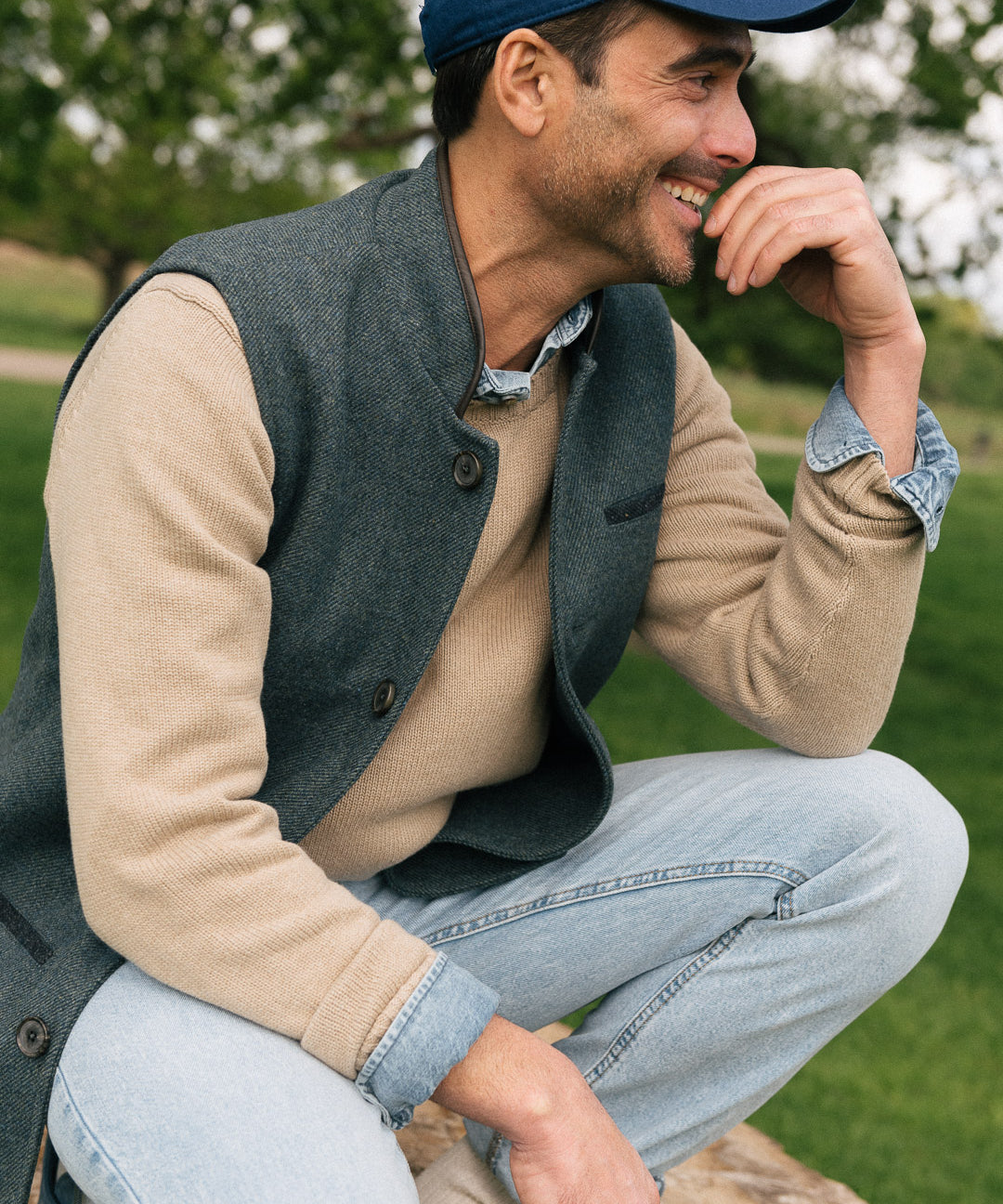 Darzi Shetland Wool Gilet - Deep Teal