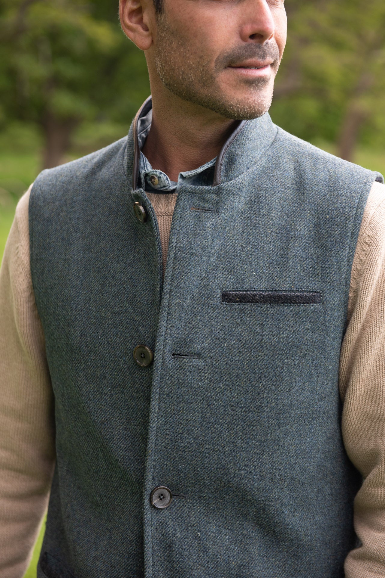 Darzi Shetland Wool Gilet - Deep Teal