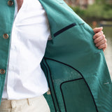 DARZI COMO LINEN GILET - JADE GREEN