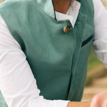 DARZI COMO LINEN GILET - JADE GREEN