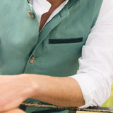 DARZI COMO LINEN GILET - JADE GREEN