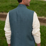 Darzi Como Linen Gilet - Sargasso Blue