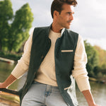 Como Linen Gilet - Samphire Green