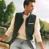 Como Linen Gilet - Samphire Green