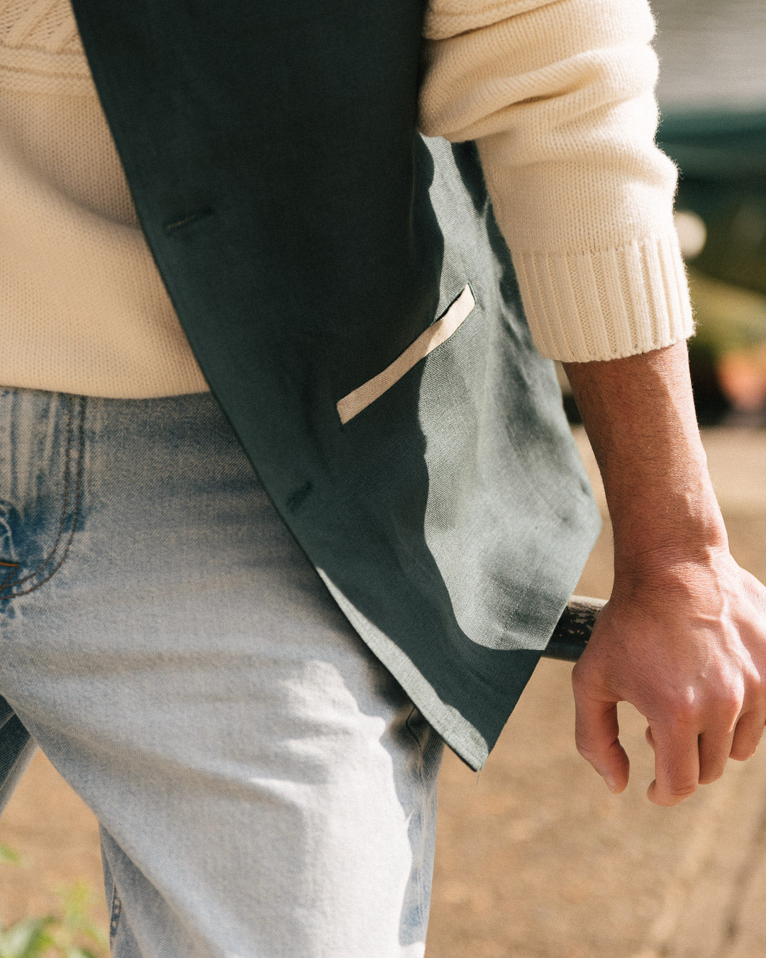 Como Linen Gilet - Samphire Green