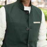 Como Linen Gilet - Samphire Green