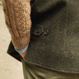 Side adjuster detail of Darzi Helmsley green brown twill wool waistcoat